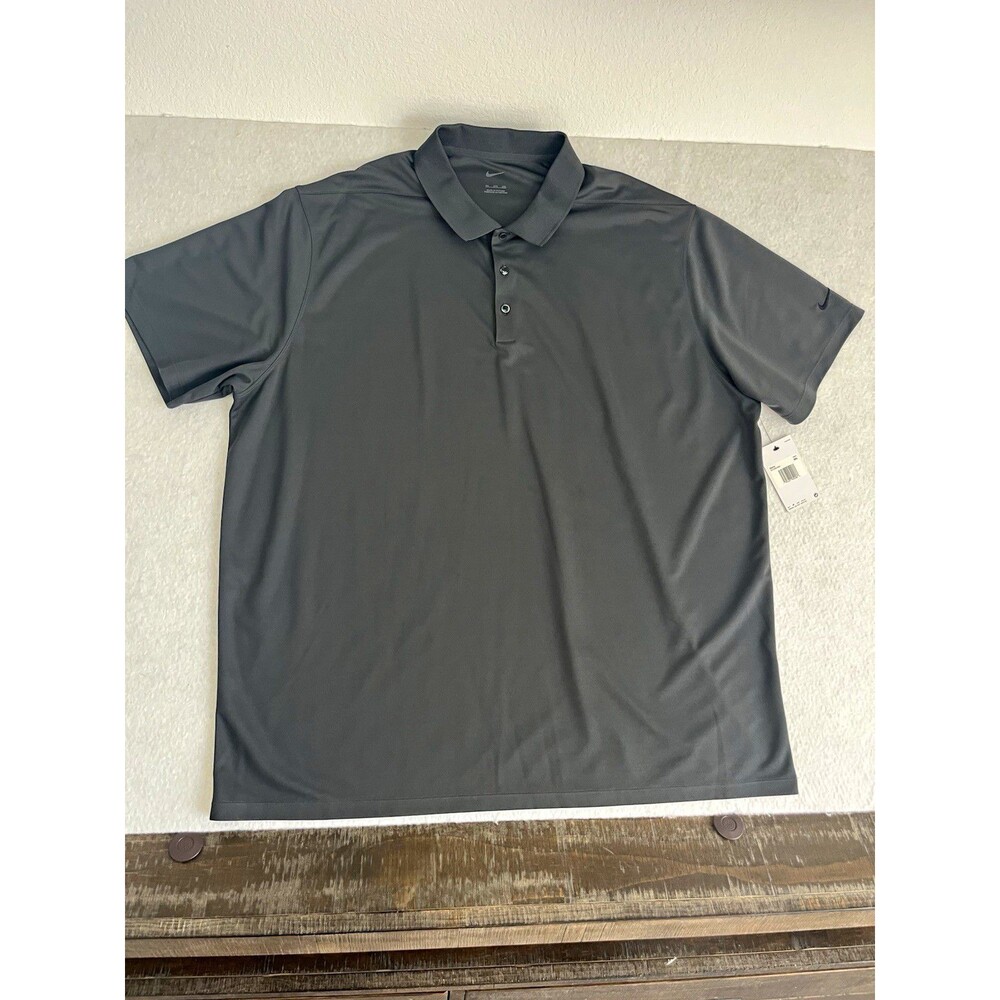 NWT Nike Men’s 3XL Gray Solid Polo Shirt Short Sleeve Collared Golf Shirt